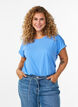 Short sleeved cotton blend t-shirt, Blue, Model image number 0
