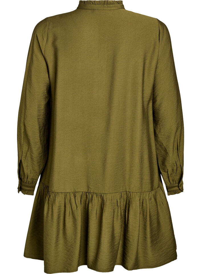 Short A-line dress with ruffles, Green, Packshot image number 1