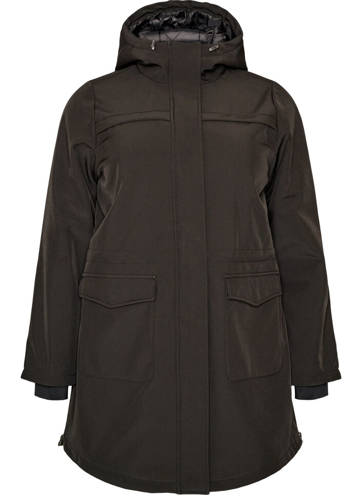 Water-repellent softshell jacket with quilted lining, Black, Packshot image number 0