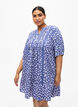 Short viscose dress with lace trim and A-line cut, Blue, Model image number 0