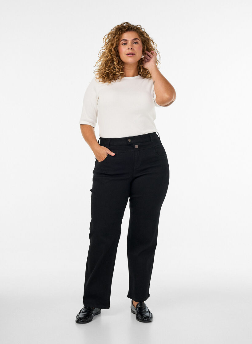 Regular fit Gemma jeans with a high waist, Black, Model image number 0
