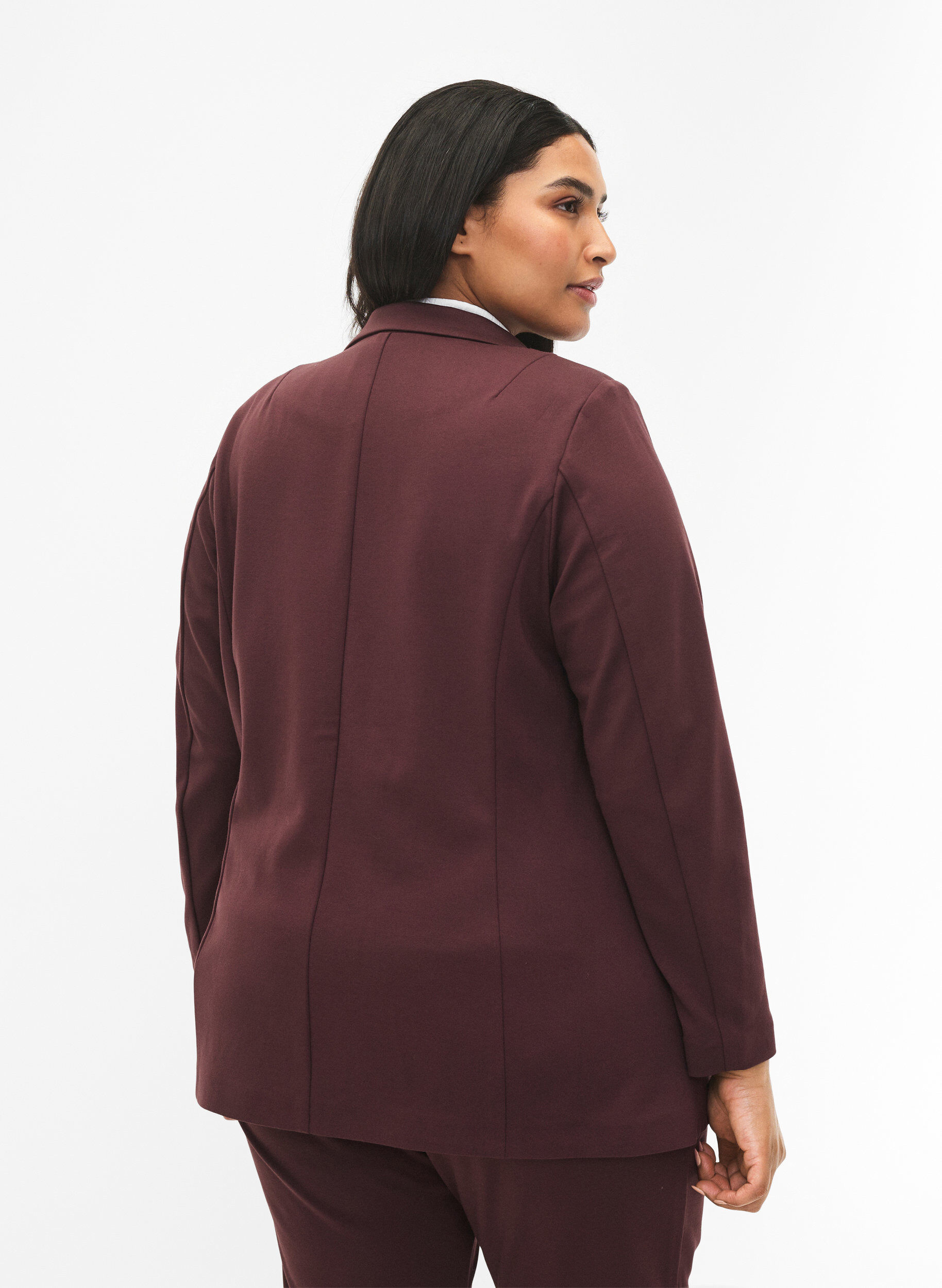 Zizzifashion Simple blazer with button closure, Dark Bordeaux, Model image number 1