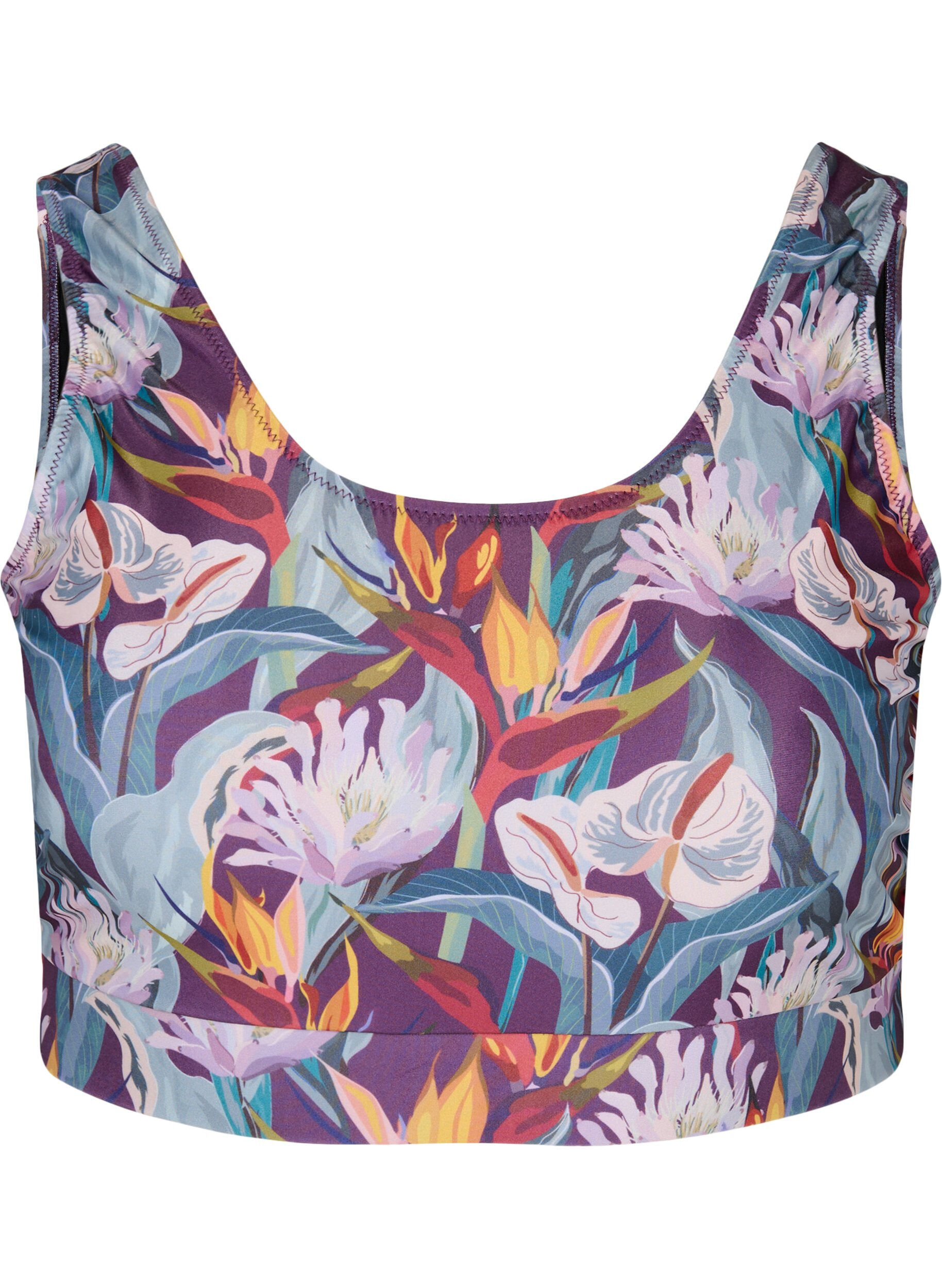 Zizzifashion Bikini top with a round neckline, Deep Tropical Print, Packshot image number 0