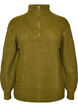 Knitted sweater with high neck and zipper, Green, Packshot image number 0