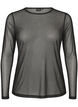 Sheer mesh blouse with rhinestones, Black, Packshot image number 0