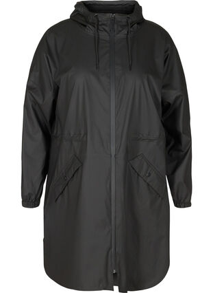 Rain jacket with a zip and hood, Black, Packshot image number 0