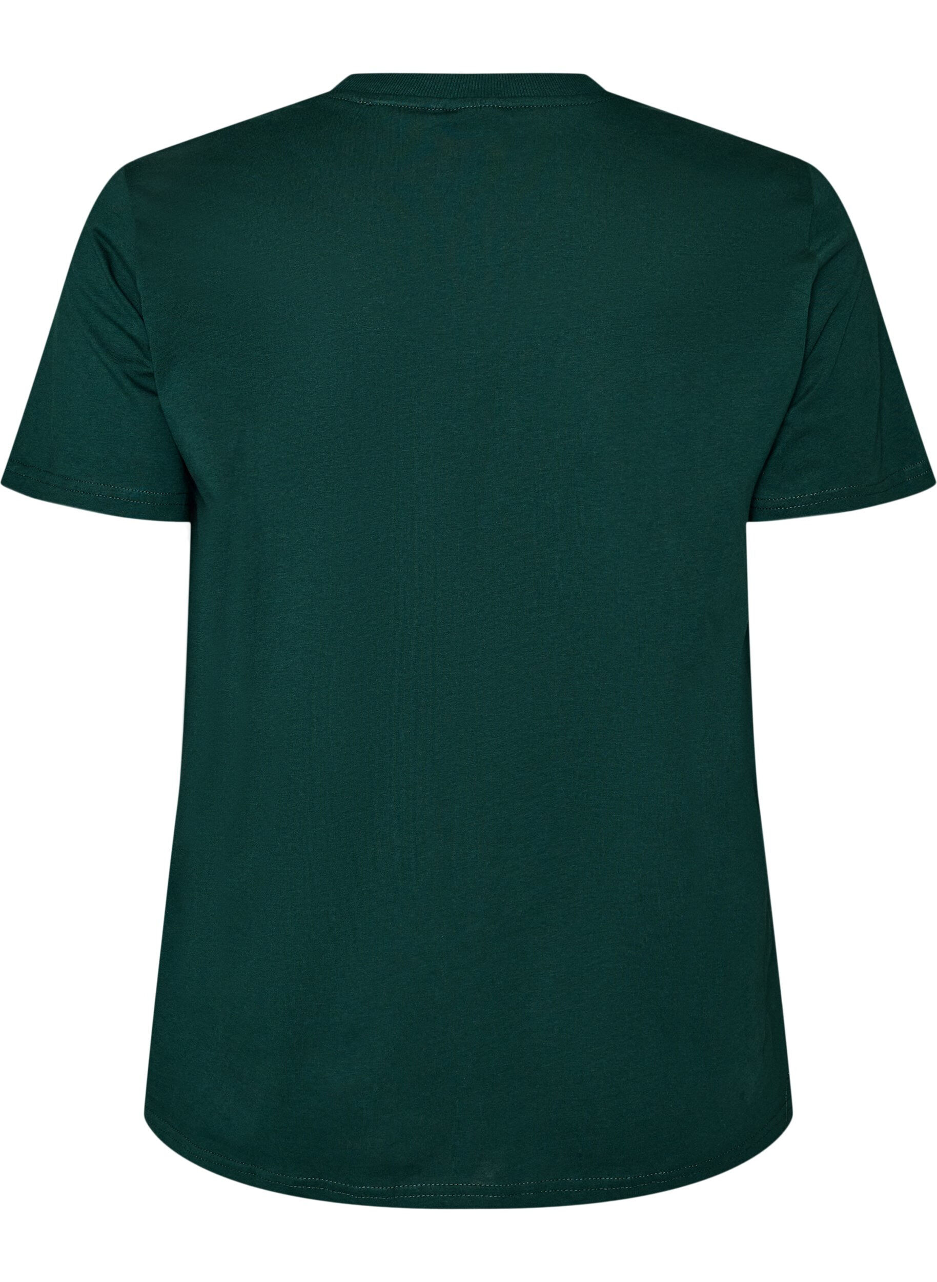 ZizzifashionBasic cotton T-shirt with round neck, Green, Packshot image number 1