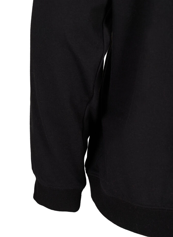 High neck sweatshirt with zip, Black, Packshot image number 3