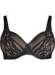 Moulded underwired bra with floral lace, Black, Packshot image number 0