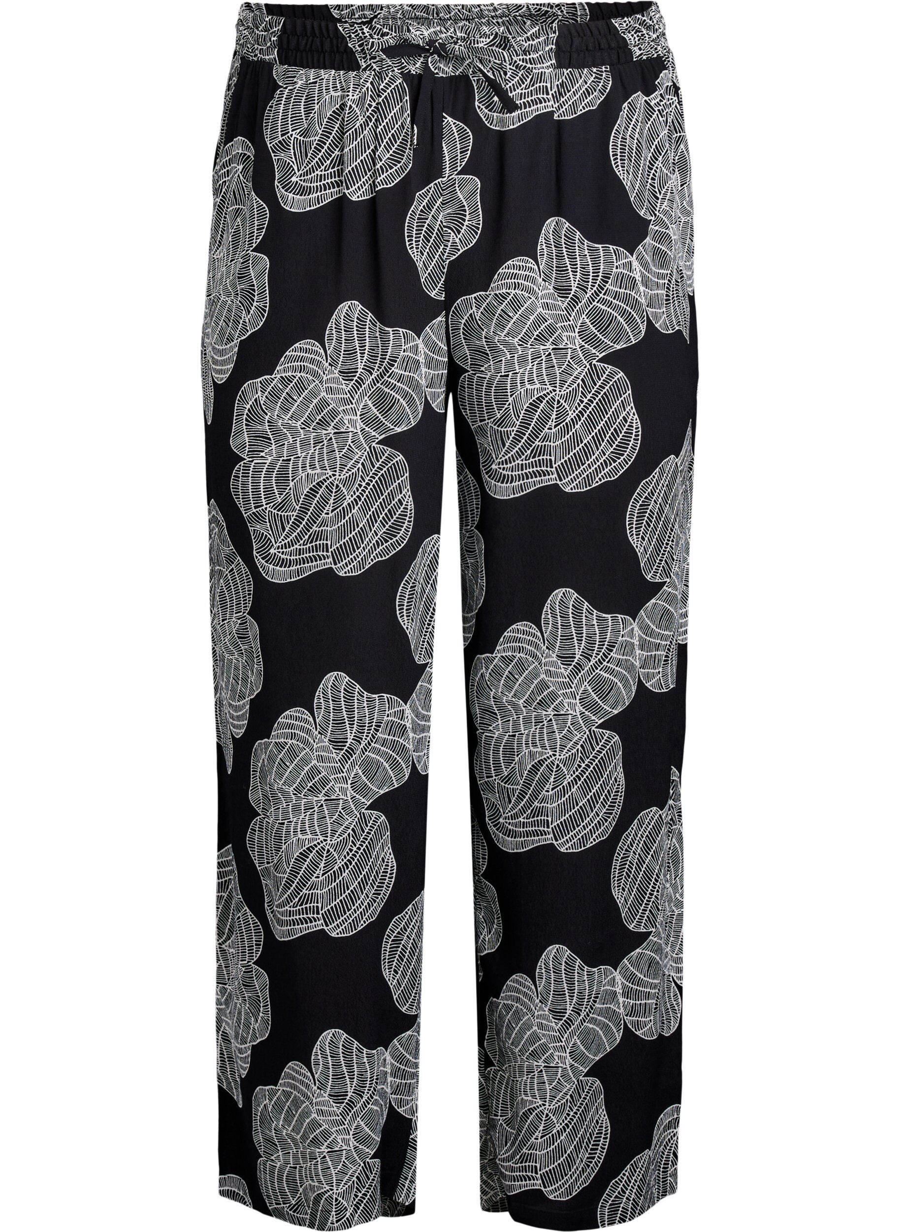 Loose viscose pants with print