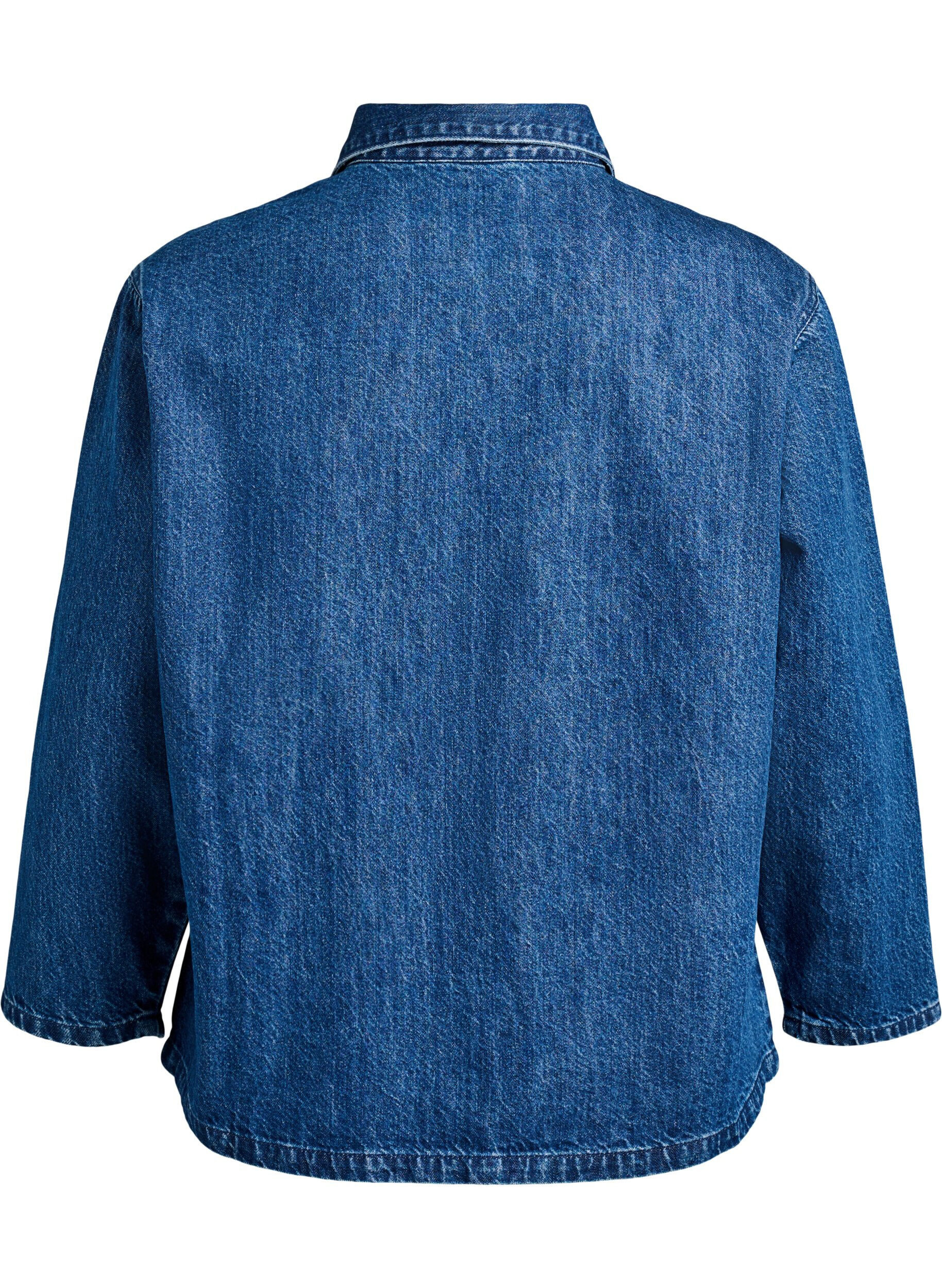 Zizzifashion Denim jacket with tie fastening and pockets, Blue Denim, Packshot image number 1