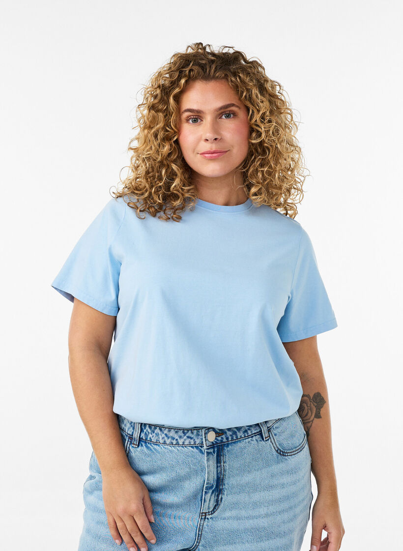 Organic cotton graphic T-shirt, Light Blue, Model image number 2