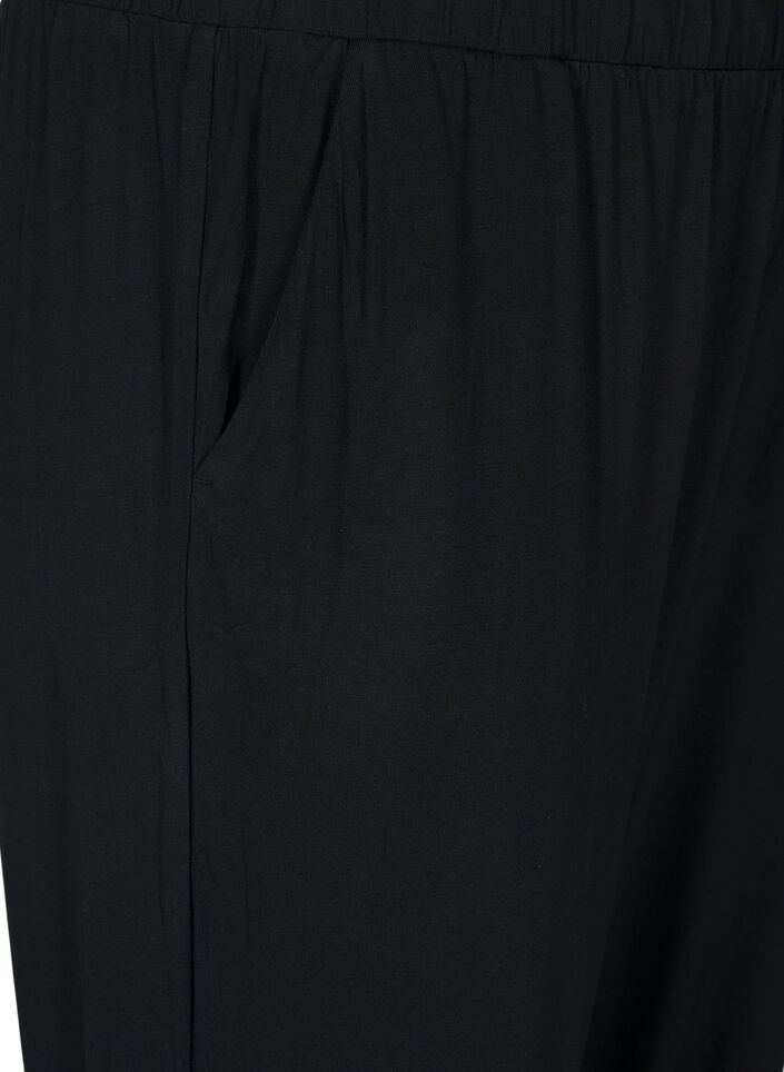 3/4 length jersey trousers with high waist, Black, Packshot image number 2