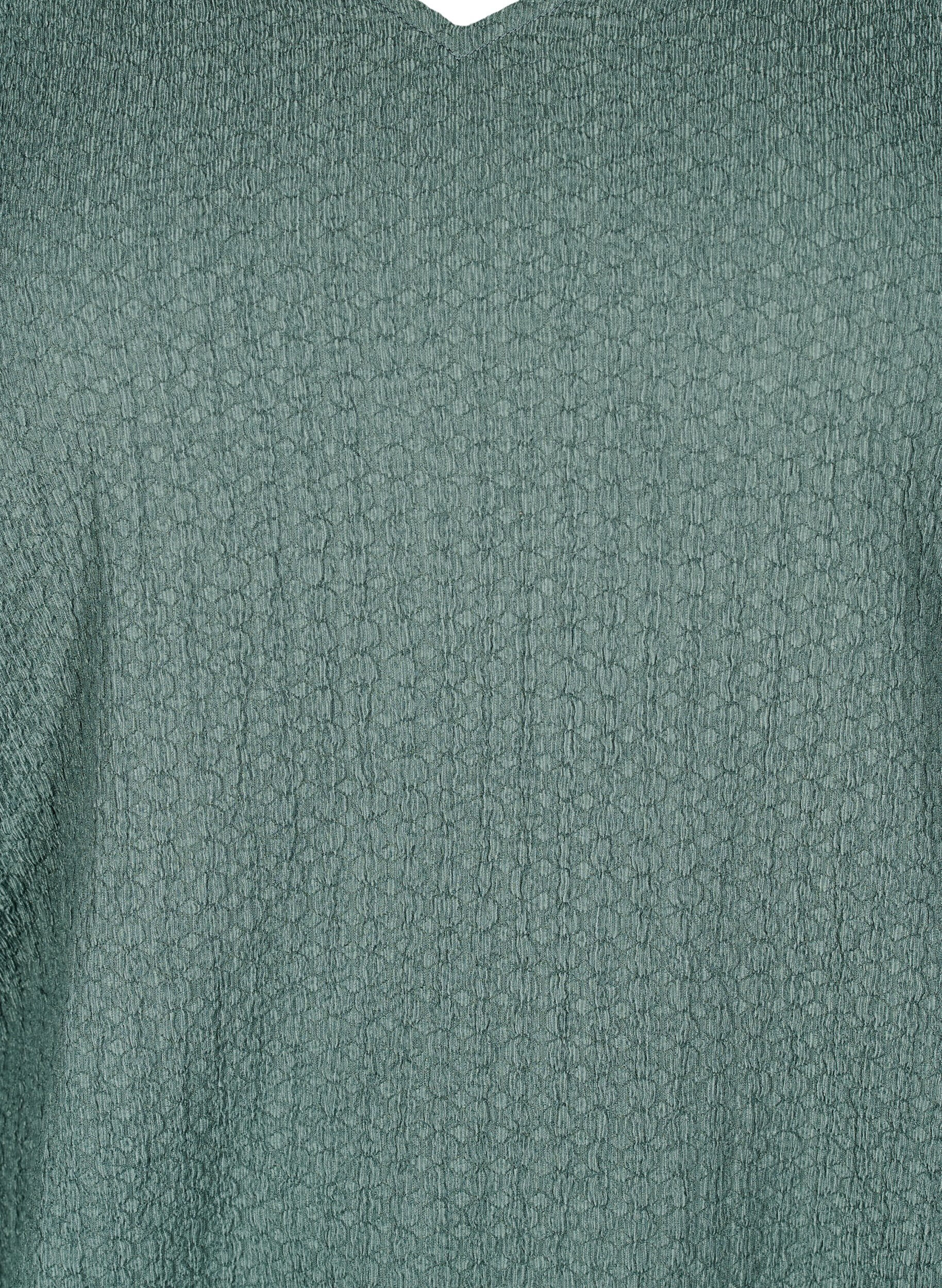 Zizzifashion FLASH - Blouse with texture and long sleeves, Balsam Green, Packshot image number 2
