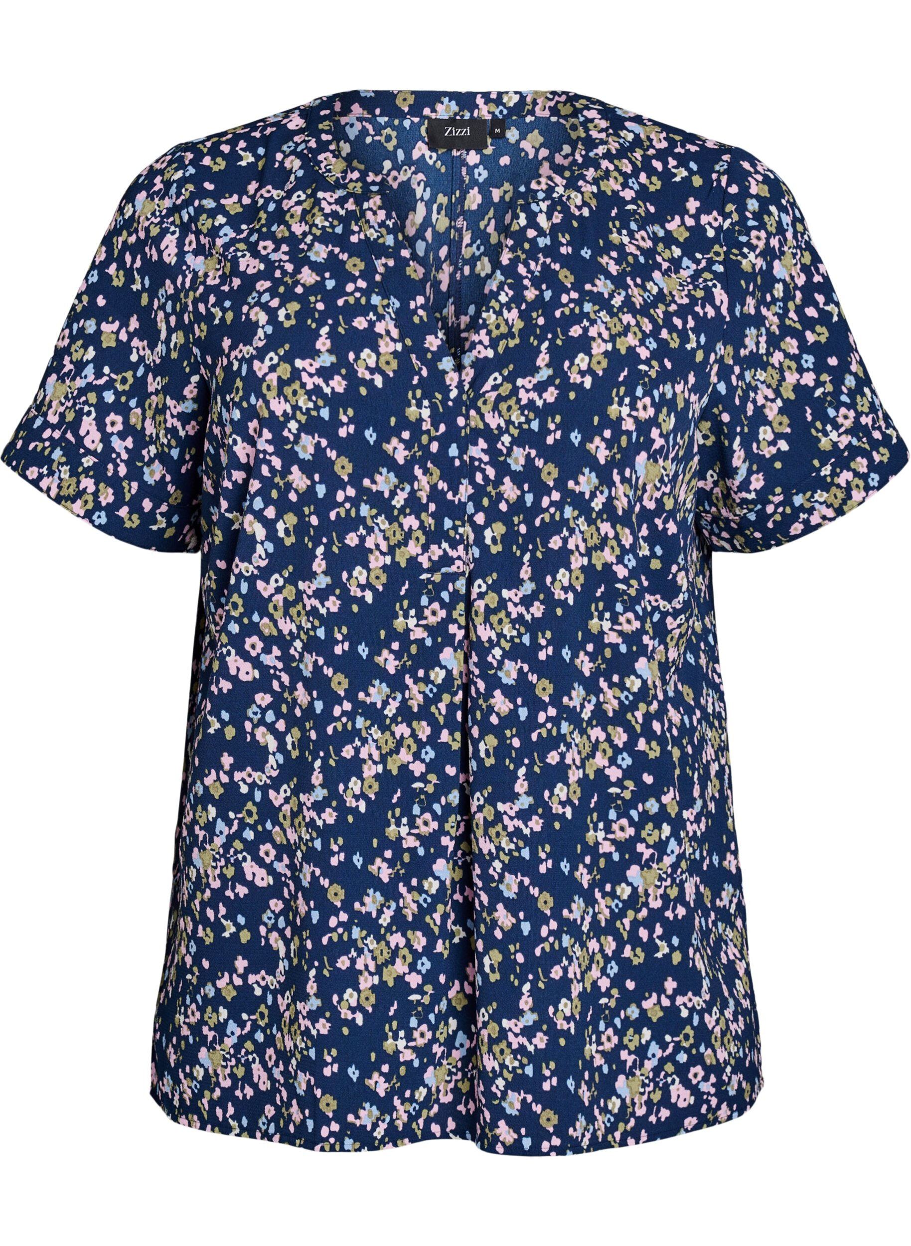 Zizzifashion Short-sleeved blouse with v-neckline, Pink, Packshot image number 0