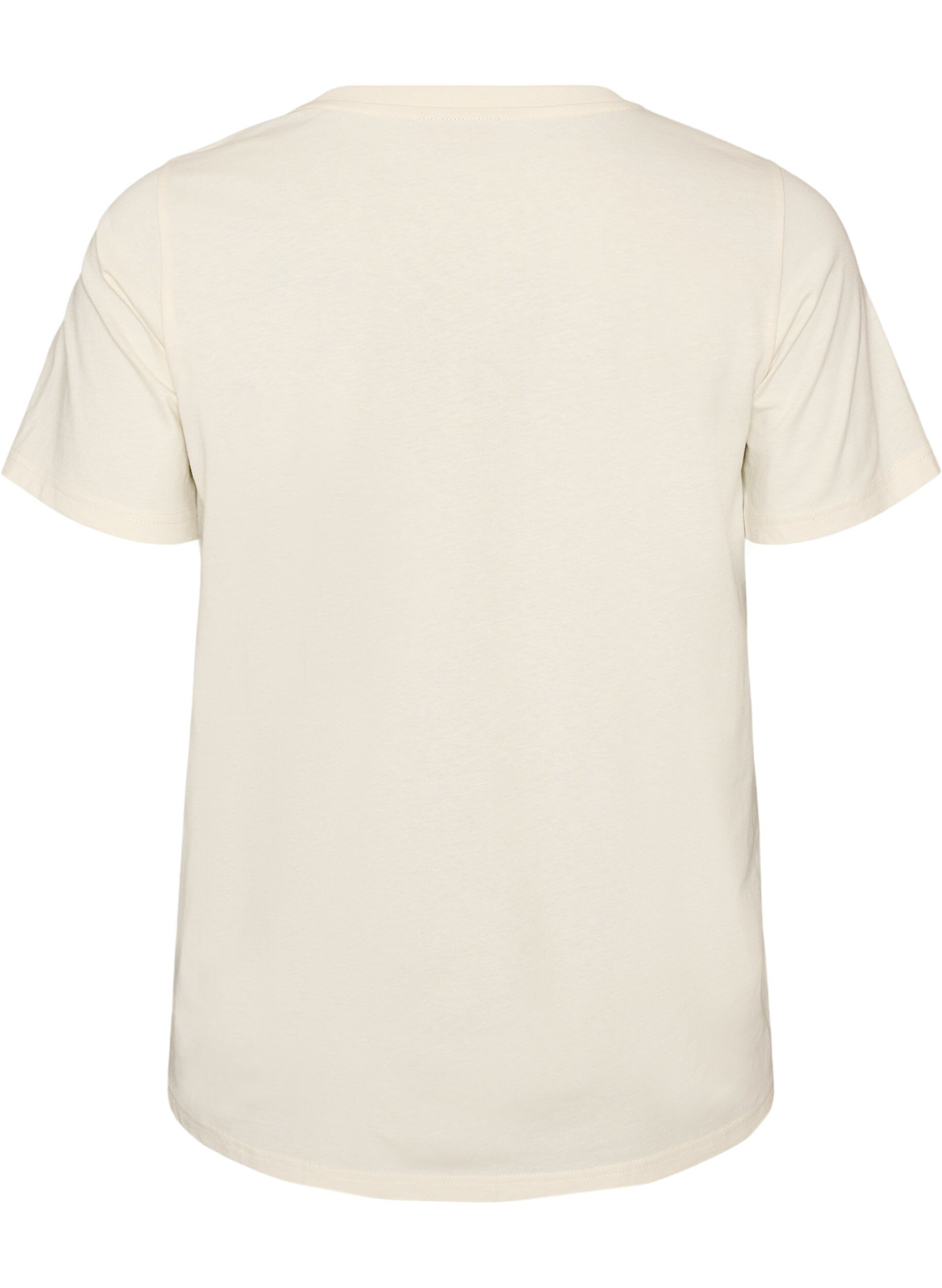Zizzifashion Cotton T-shirt with print, Vanilla, Packshot image number 1
