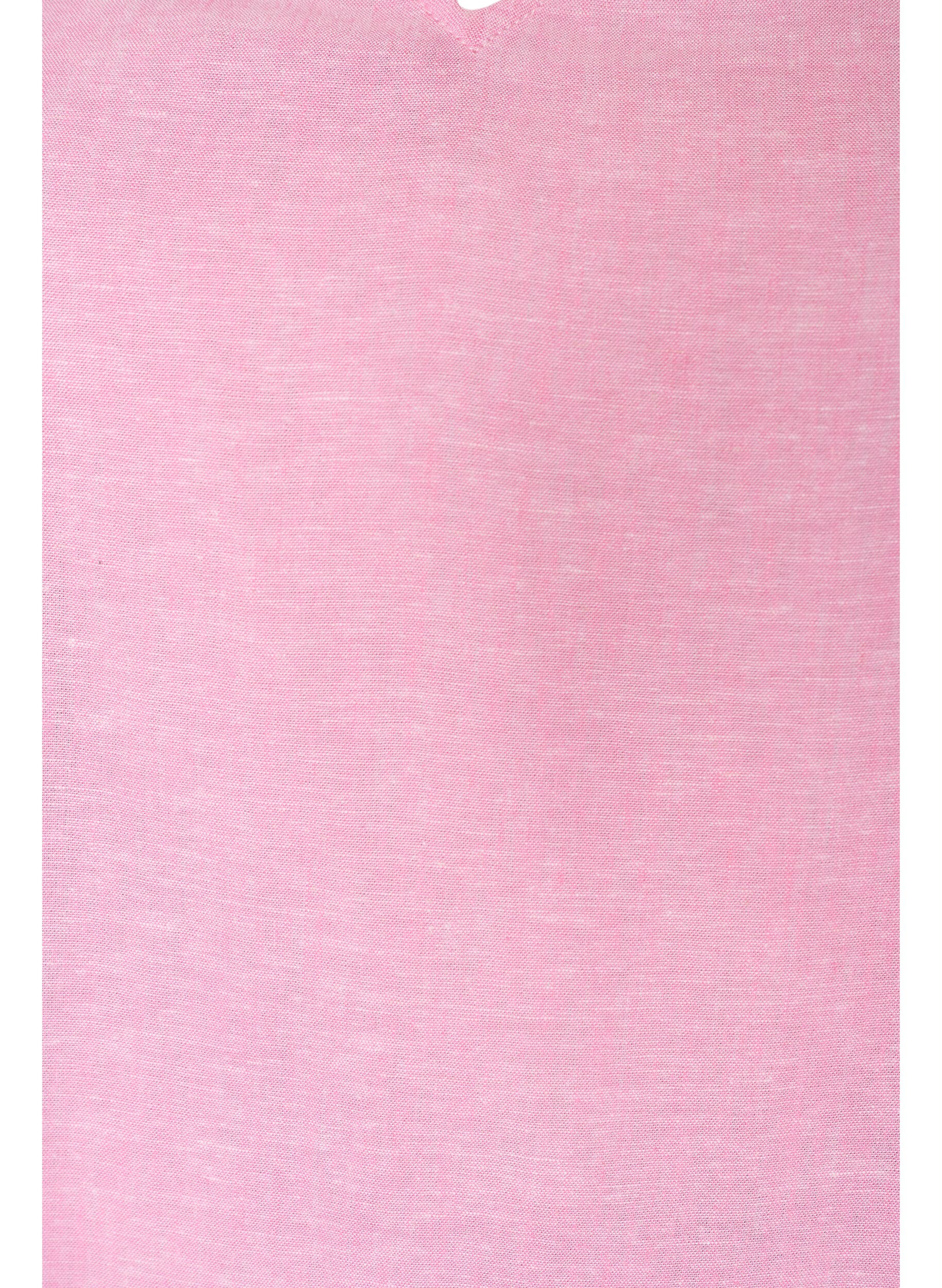 Zizzifashion Viscose and linen blouse with ruffle sleeves, Pink, Packshot image number 2