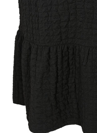 Short-sleeved, textured A-line dress, Black, Packshot image number 3