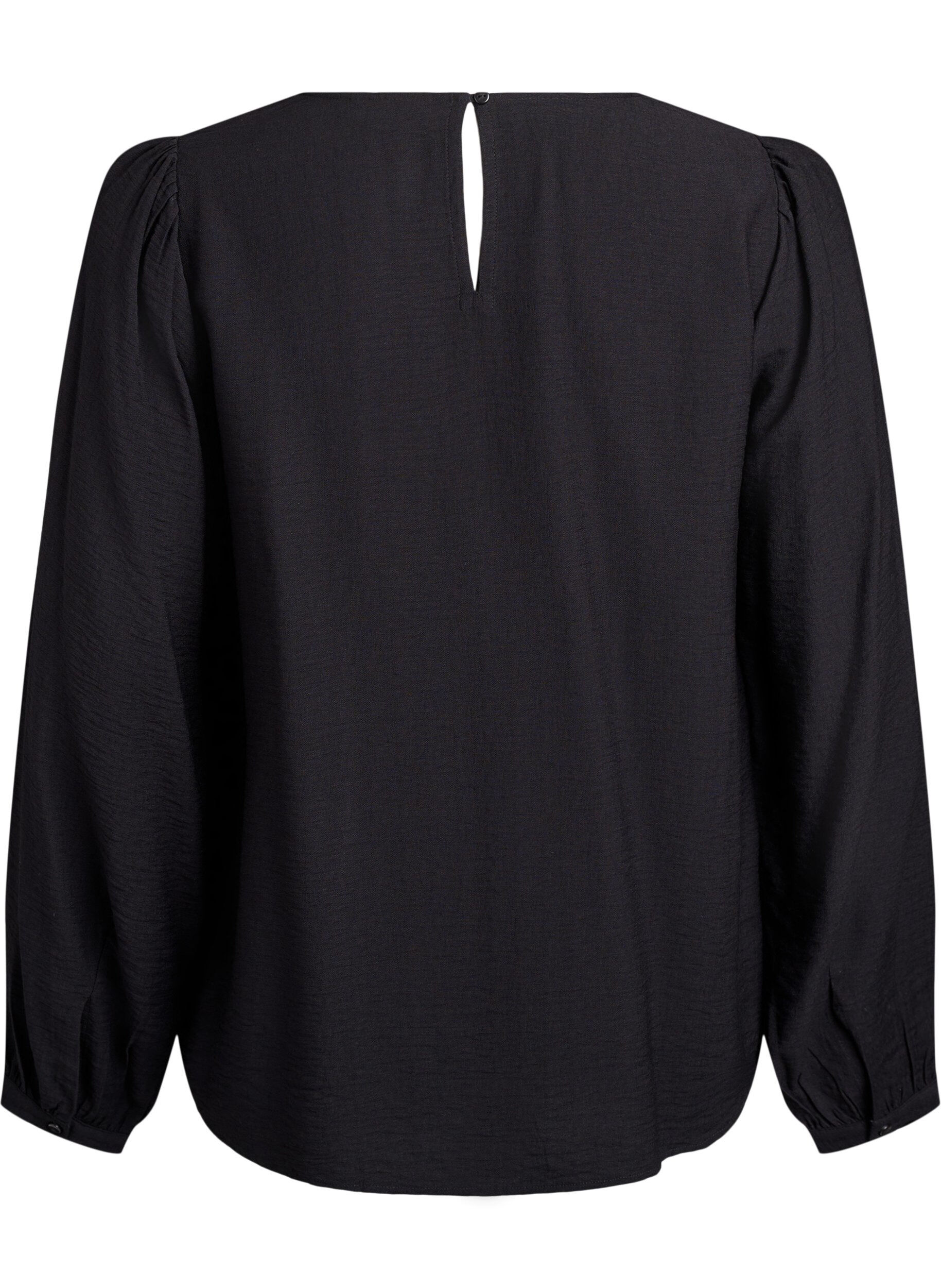 Zizzifashion Long-sleeved viscose blouse, Black, Packshot image number 1