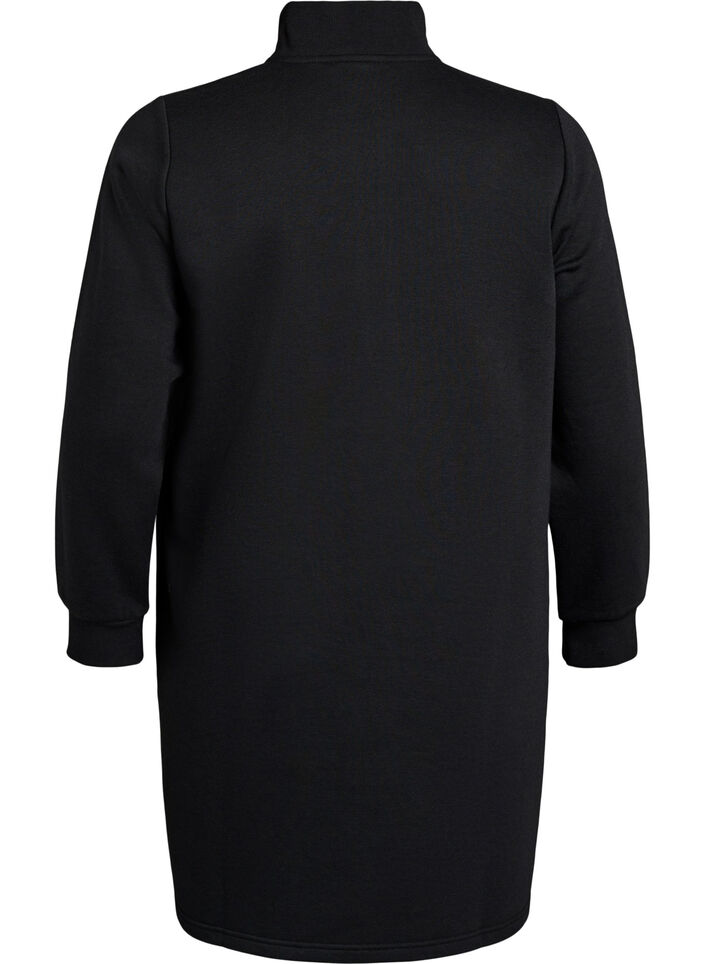Short sweatshirt dress with a high neck, Black, Packshot image number 1