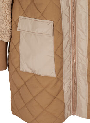Quilted teddy jacket with pockets, Tobacco Brown Comb, Packshot image number 3