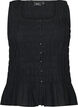 Sleeveless cotton and linen top with smock, Black, Packshot image number 0