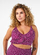 Floral bikini top with ruffle details, Red, Model image number 0