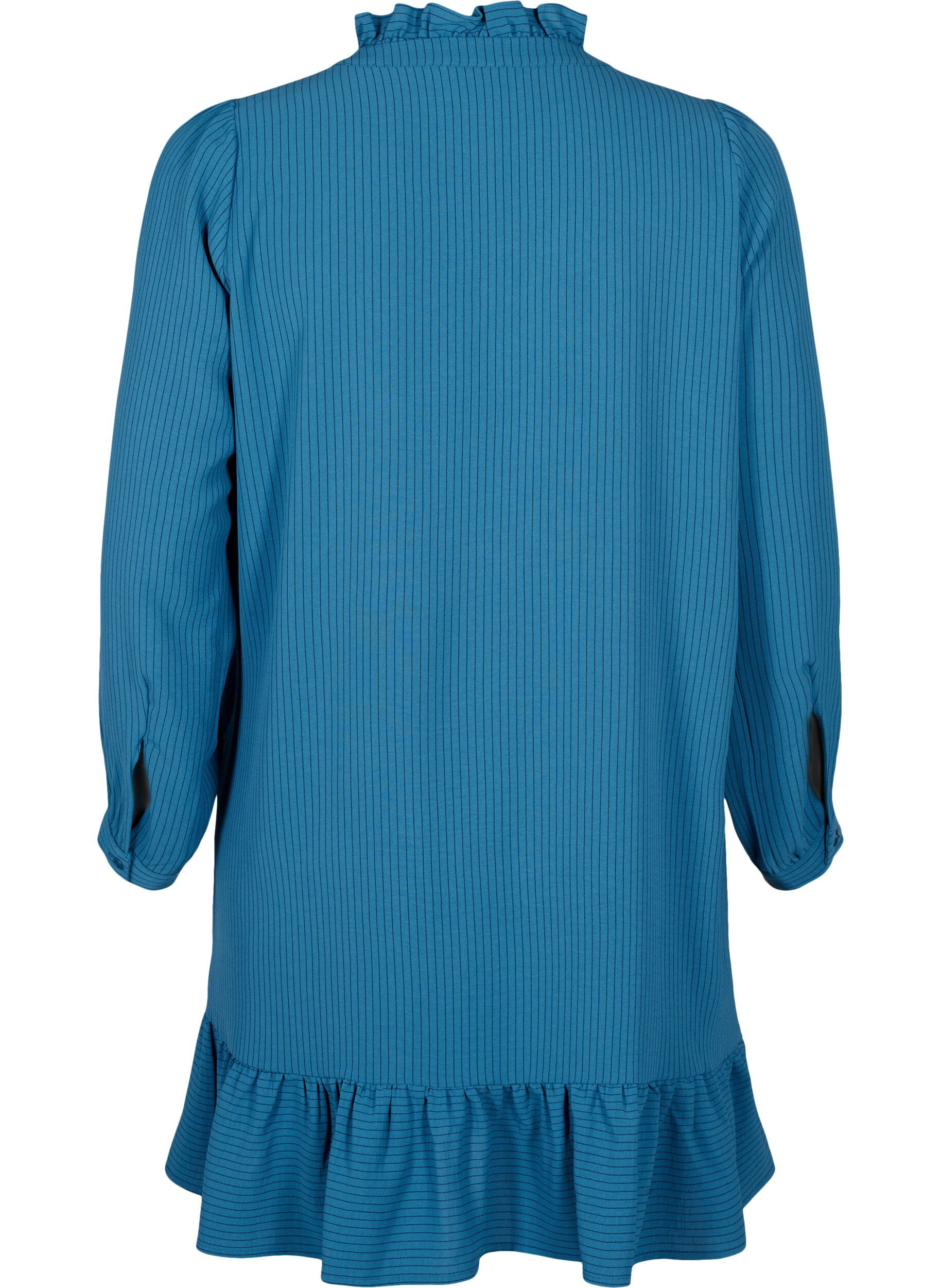 Zizzifashion Striped dress with ruffle details, Blue, Packshot image number 1