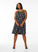 Knee-length strap dress in organic cotton, Black, Model image number 1