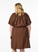 Knee-length dress with short sleeves and tie belt, Brown, Model image number 2