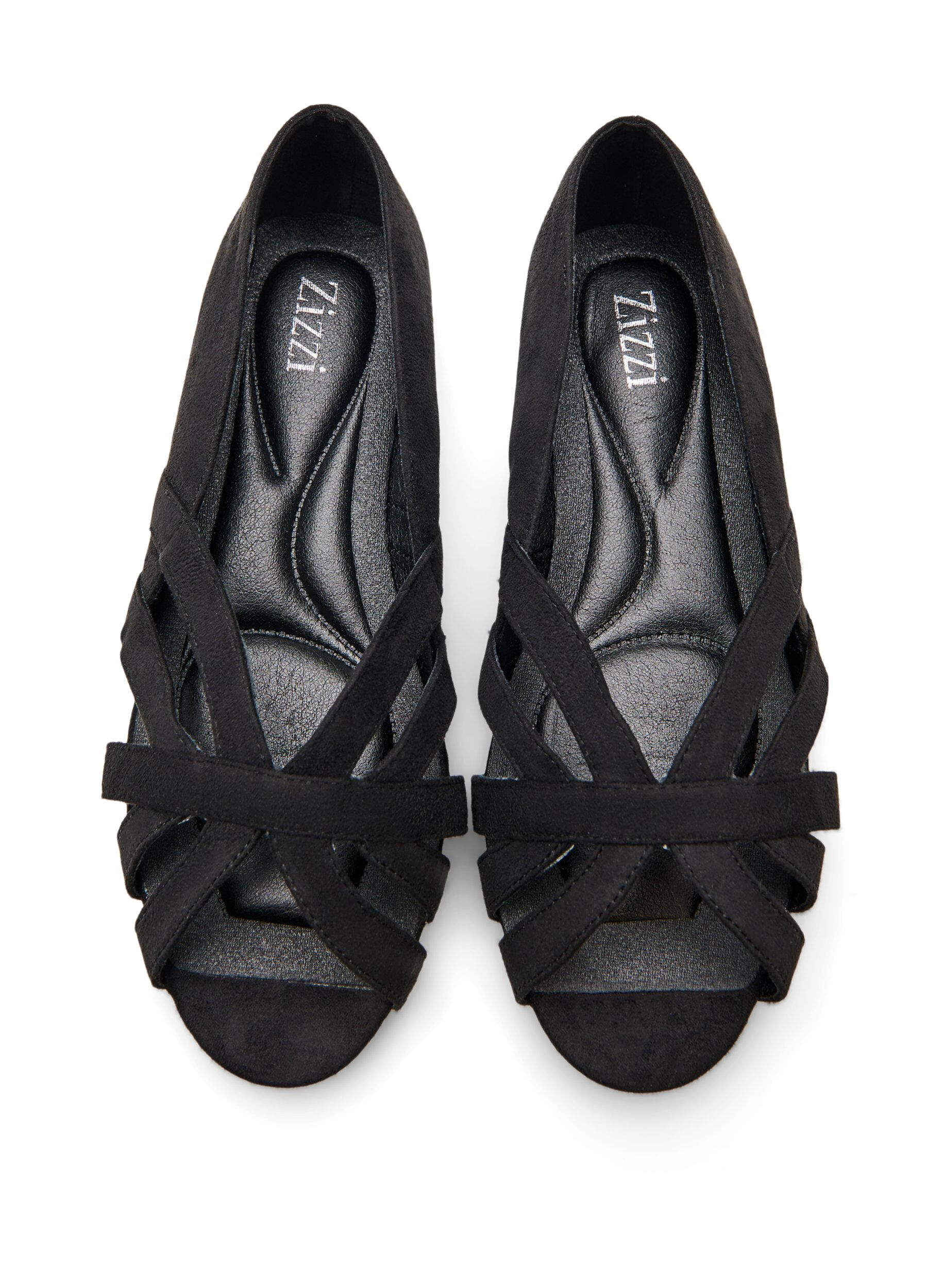 ZizzifashionBallerina in faux suede with crossed straps, Black, Packshot image number 3