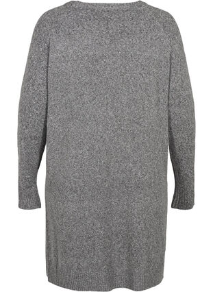 Long-sleeved knitted dress with a round neck, Dark Grey Melange, Packshot image number 1