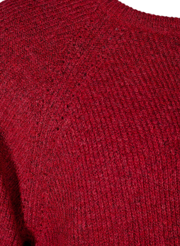 Ribbed jumper with 3/4 sleeves, Red, Packshot image number 3