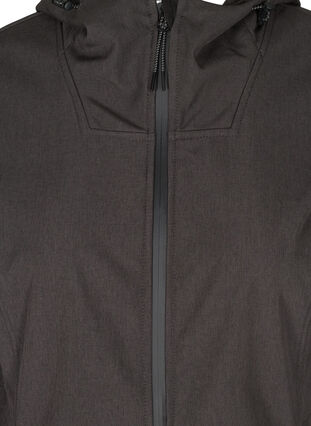 Hooded softshell jacket with adjustable waist, Dark Grey Melange, Packshot image number 2