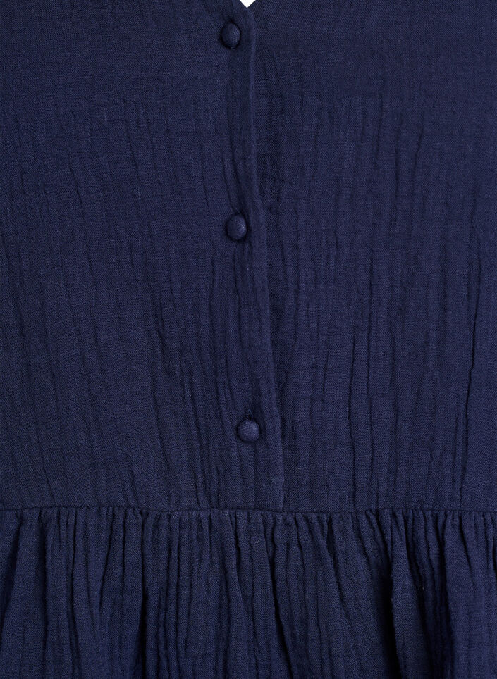 Sleeveless cotton muslin blouse with ruffles, Blue, Packshot image number 2