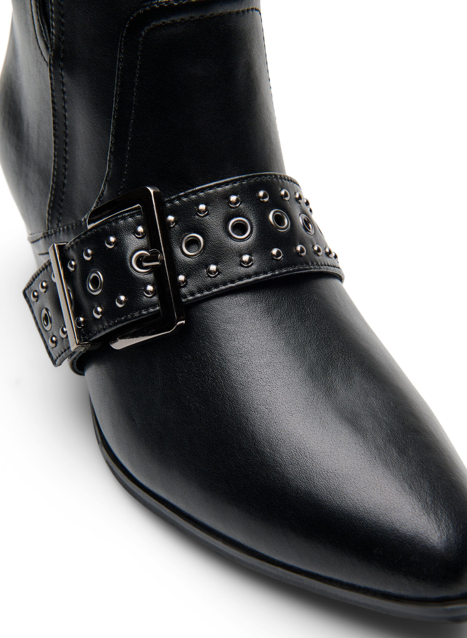 ZizzifashionLeather ankle boot with strap and studs, Black, Packshot image number 3