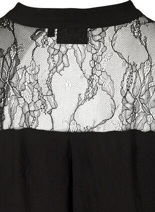 Short-sleeved top with lace, Black, Packshot image number 3