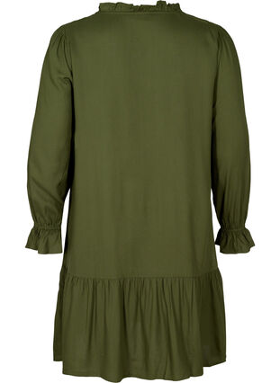 Viscose dress with a tie detail, Rifle Green, Packshot image number 1