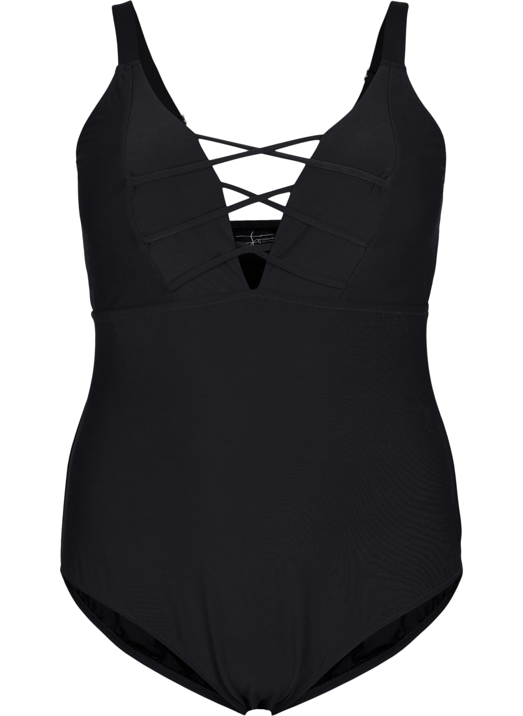 Zizzifashion Swimsuit with string details, Black, Packshot image number 0