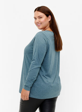 Melange blouse with long sleeves, Scarab Mel. , Model image number 1