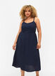 Plain coloured viscose strap dress with smock, Navy Blazer, Model image number 3