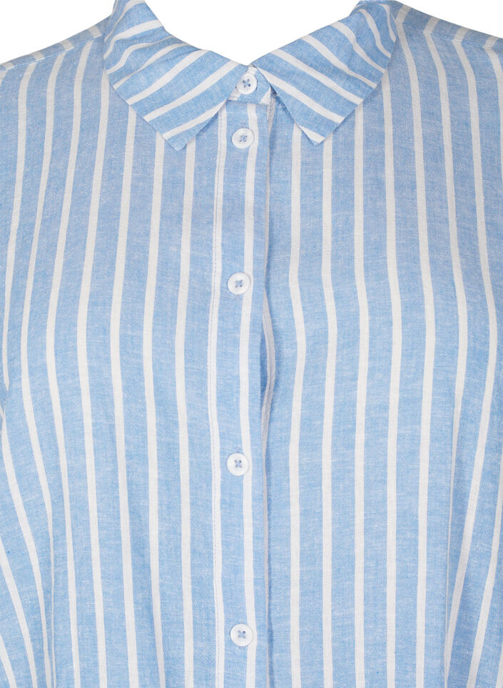 Striped shirt in linen and viscose, Light Blue, Packshot image number 2