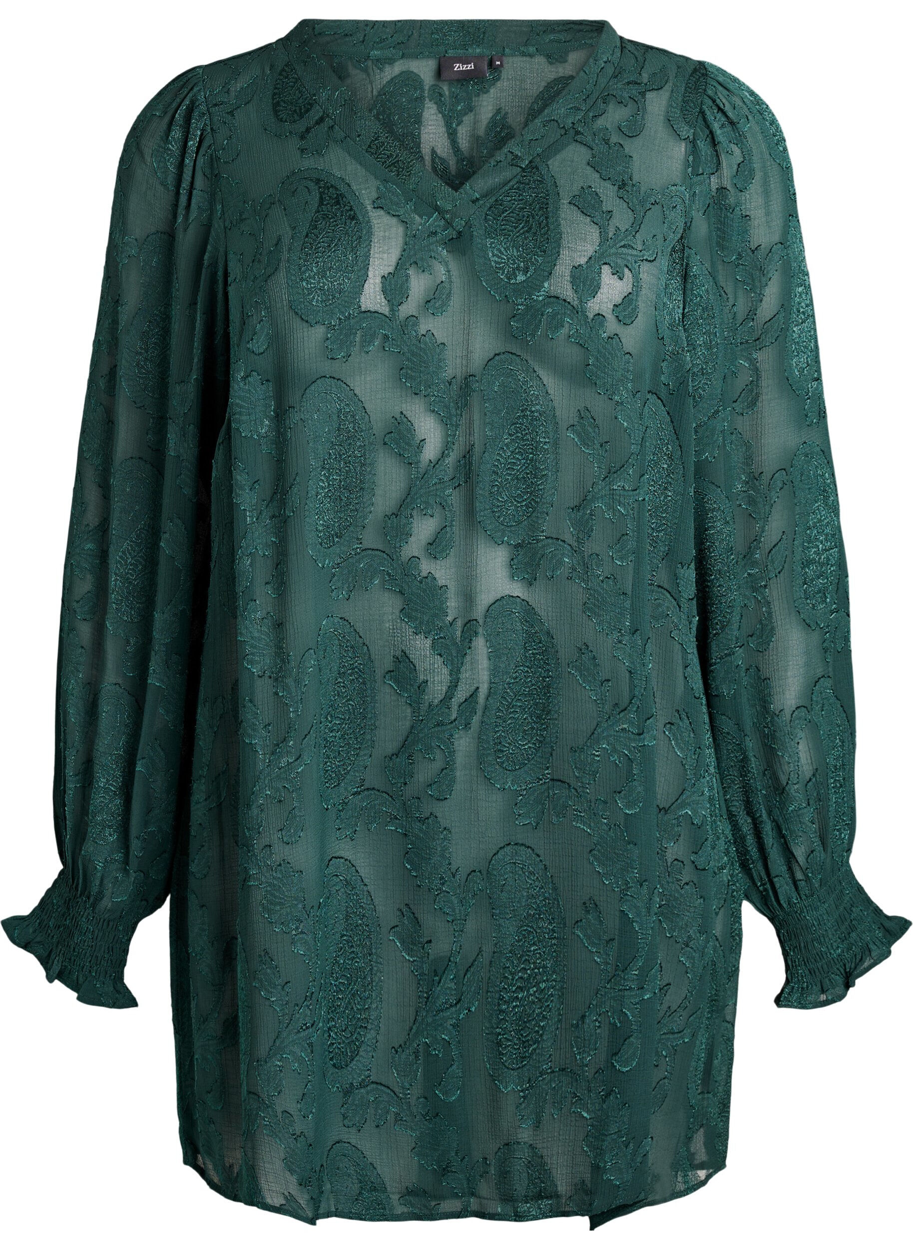 Tunic with a paisley texture and long sleeves