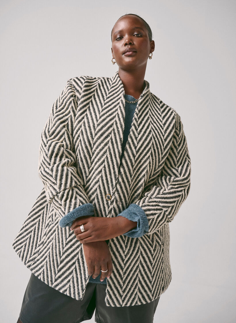 Patterned jacket, Black w. White, Image image number 0