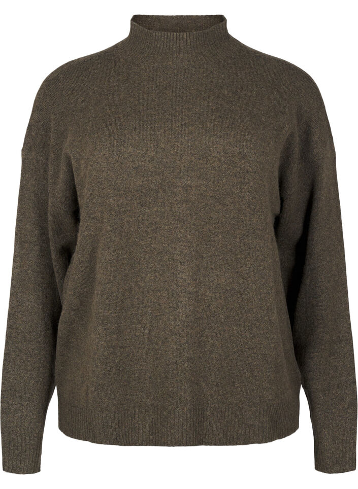 Knitted wool blouse with high neck, Sea Turtle Mel., Packshot image number 0