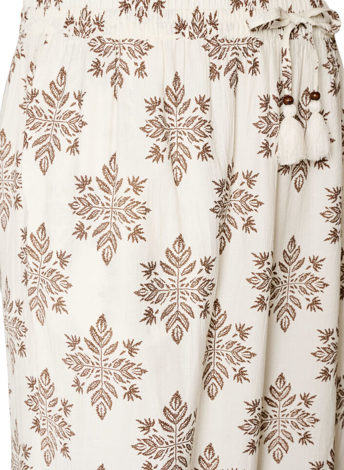 Patterned balloon trousers with a high waist, Vanilla, Packshot image number 2