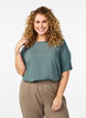 Short-sleeved woven blouse with round neck, Green, Model image number 0