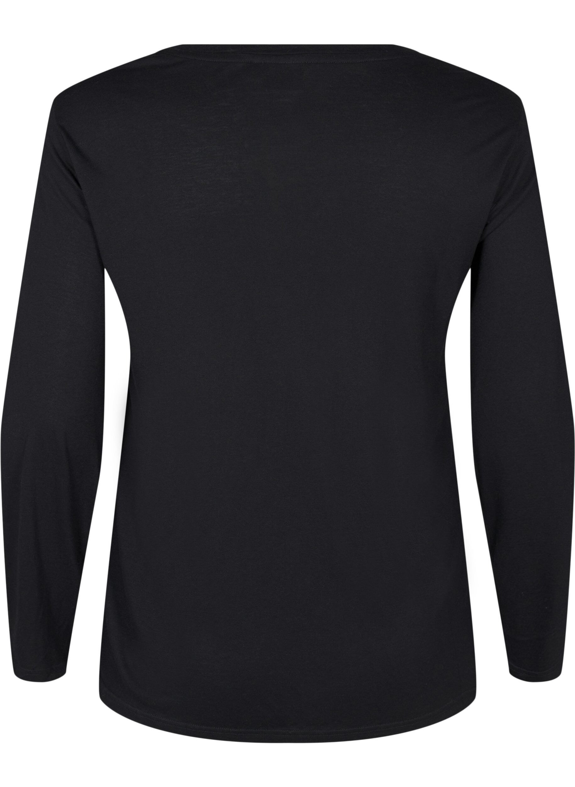 Zizzifashion Long-sleeved blouse in wool and viscose, Black, Packshot image number 1