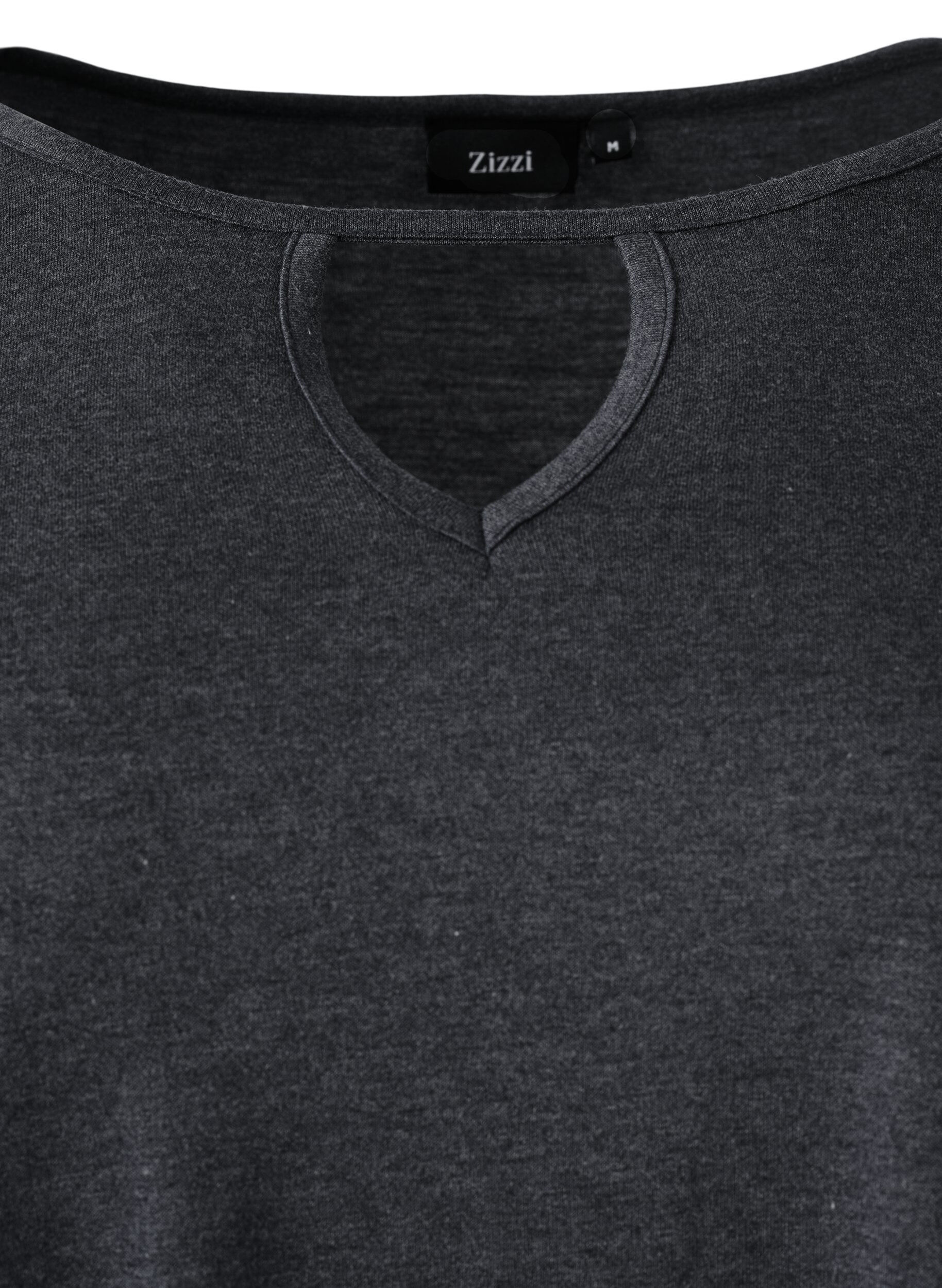 Zizzifashion Melange blouse with long sleeves, Black Mel. , Packshot image number 3