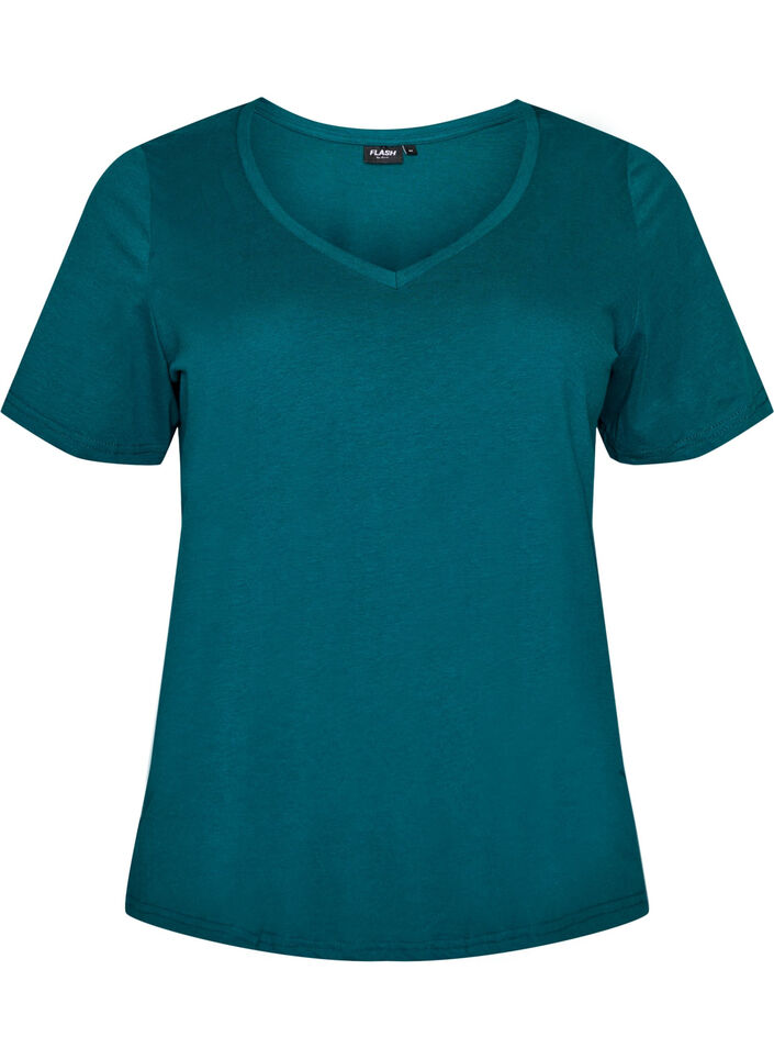 V-neck T-shirt, Green, Packshot image number 0